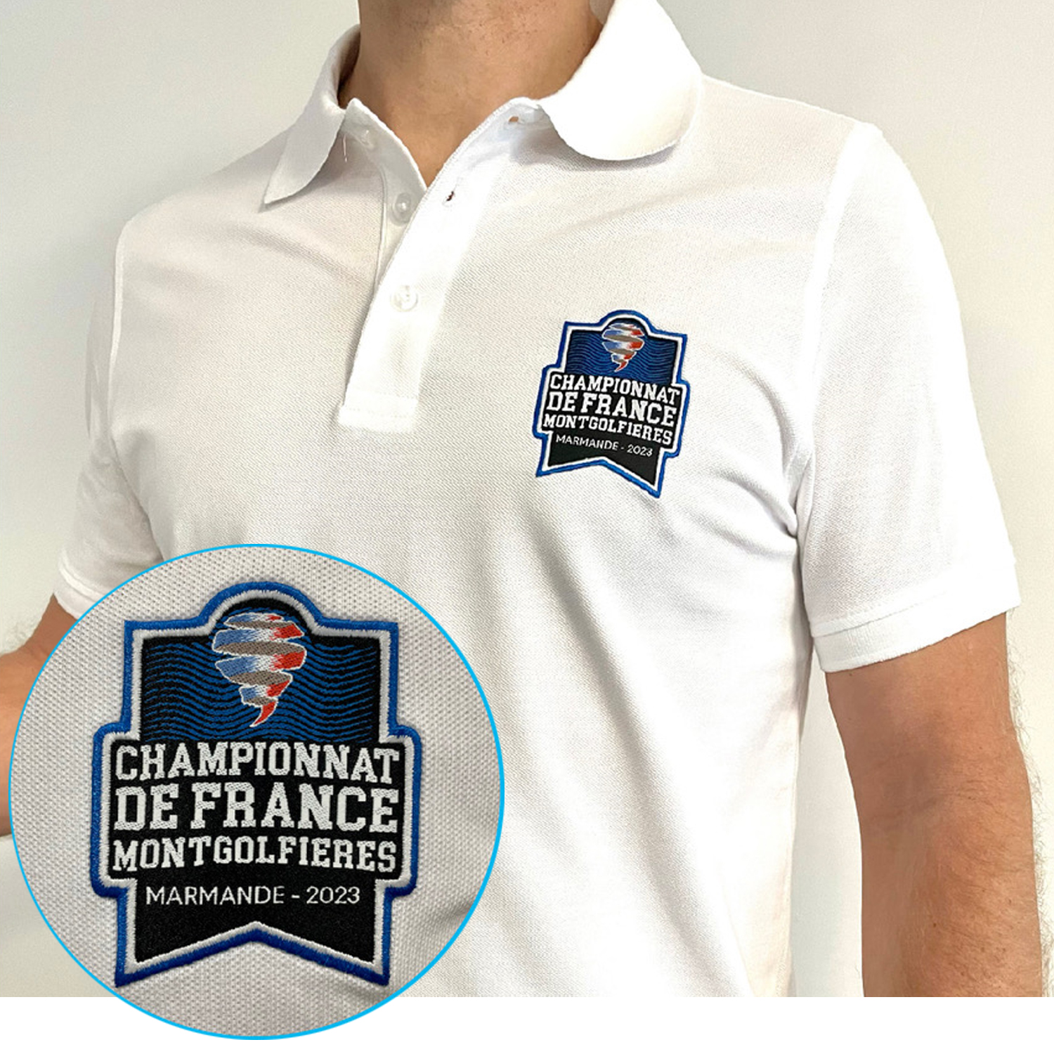 Polo blanc Marmande Montgolfières 2023